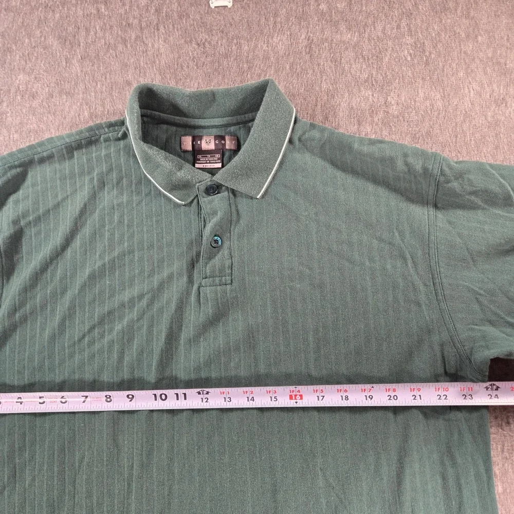 Vintage Nike Golf Polo Mens XL Green Dri-Fit Vertical Stripe Short Sleeve